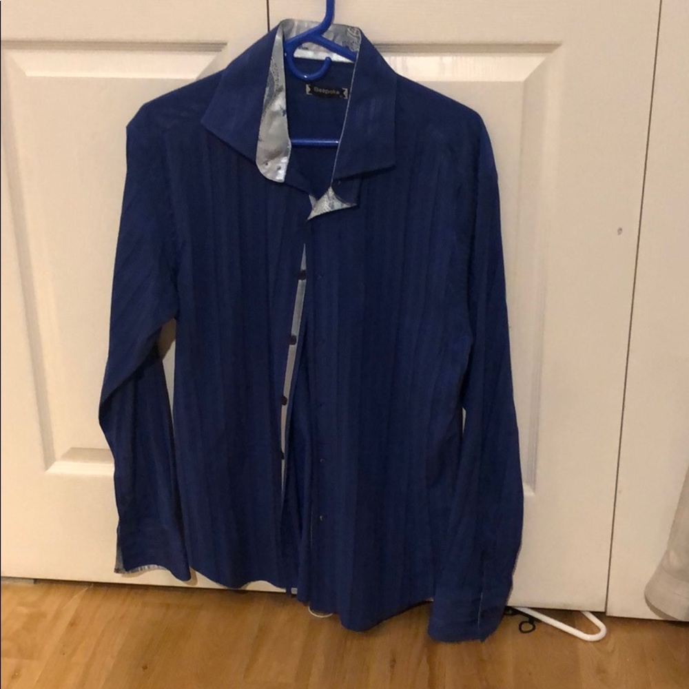 Bespoke Blue Paisley Detail Button Down